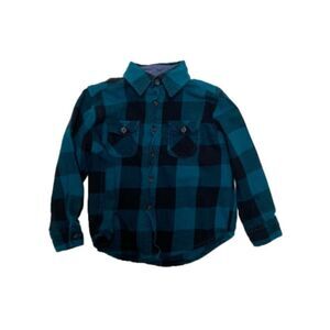 Wonder Nation Black/Turquoise Button Down Flannel